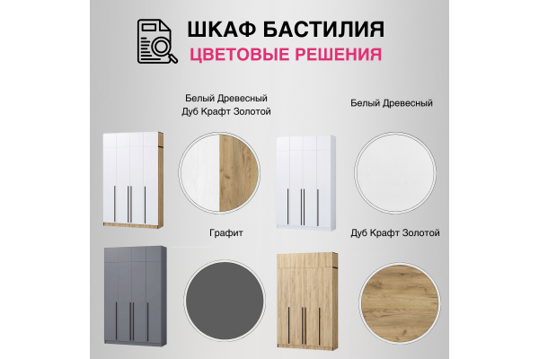 Вашакомната Шкаф четырехстворчатый Бастилия с антресолью,160x52x260 см