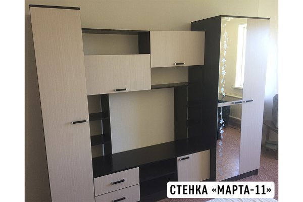 Стенка в гостиную "Марта-11" (Флора) (Улучшенная фурнитура)